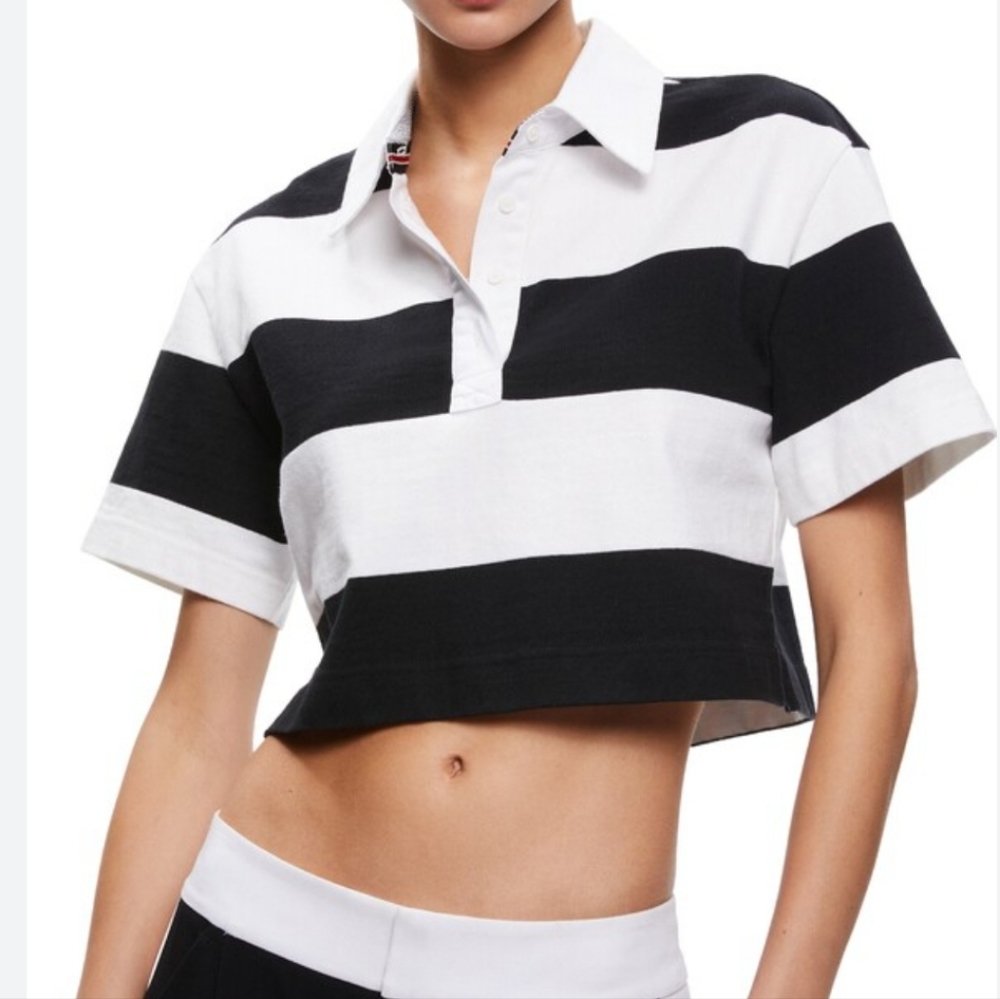 ALICE + OLIVIA Cropped Polo Shirt